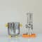 Hello Honey Stainless Steel Ice Bucket with Citron Color Enameled Ball Handles and Feet, Silver